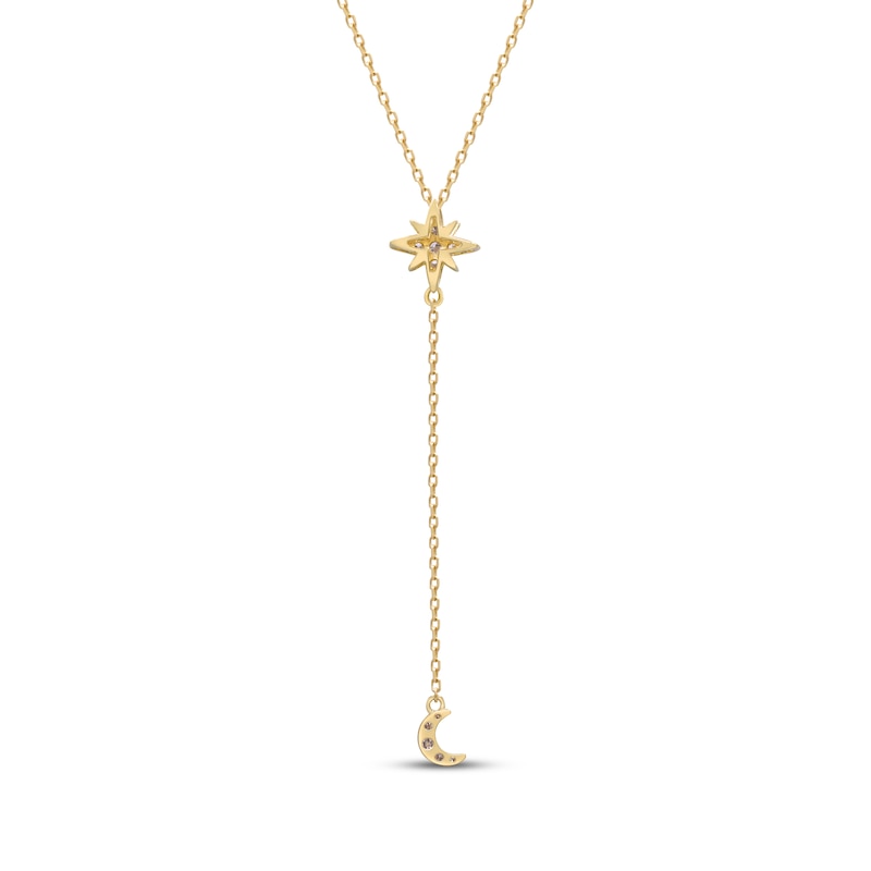 Main Image 3 of Diamond Star & Crescent Moon Drop Necklace 1/6 ct tw 10K Yellow Gold 18"