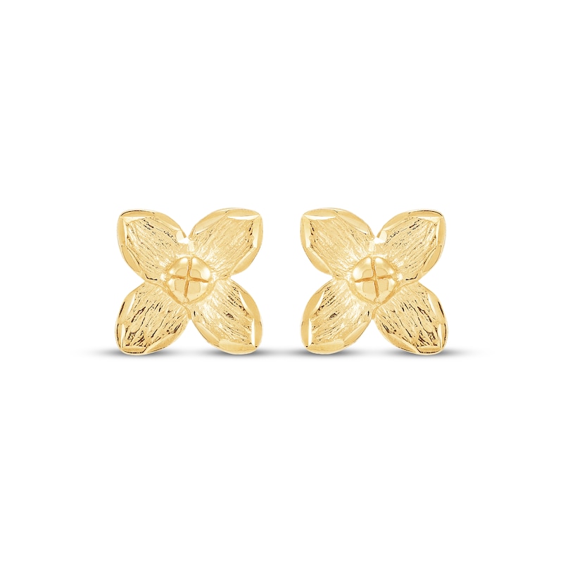 Main Image 2 of Textured Flower Stud Earrings 14K Yellow Gold