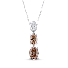 Desert Diamonds Oval-Cut Three-Stone Graduated Drop Necklace 1 ct tw 10K White Gold 18"
