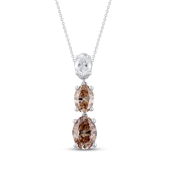 Desert Diamonds Oval-Cut Three-Stone Graduated Drop Necklace 1 ct tw 10K White Gold 18"