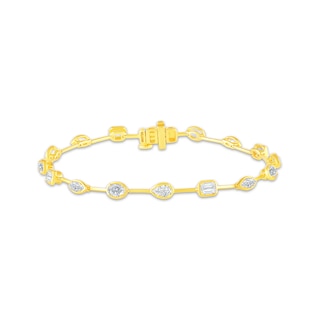 KAY Lab-Grown Diamonds Marquise, Oval, Pear & Emerald-Cut Station Bracelet 3 ct tw 10K Yellow Gold 7"