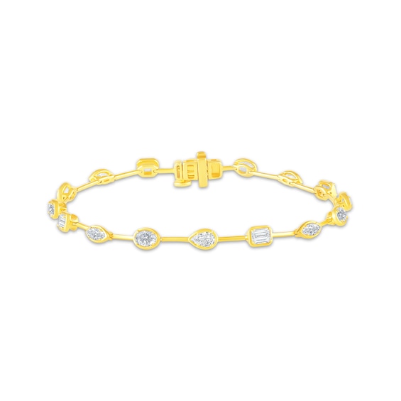 KAY Lab-Grown Diamonds Marquise, Oval, Pear & Emerald-Cut Station Bracelet 3 ct tw 10K Yellow Gold 7"