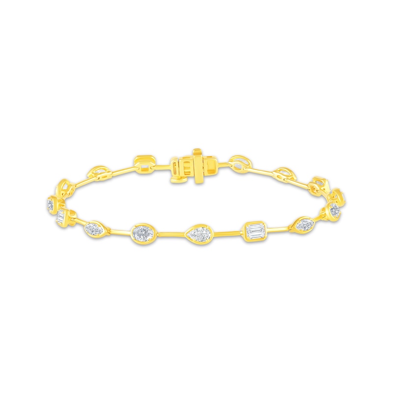 Main Image 1 of KAY Lab-Grown Diamonds Marquise, Oval, Pear & Emerald-Cut Station Bracelet 3 ct tw 10K Yellow Gold 7"