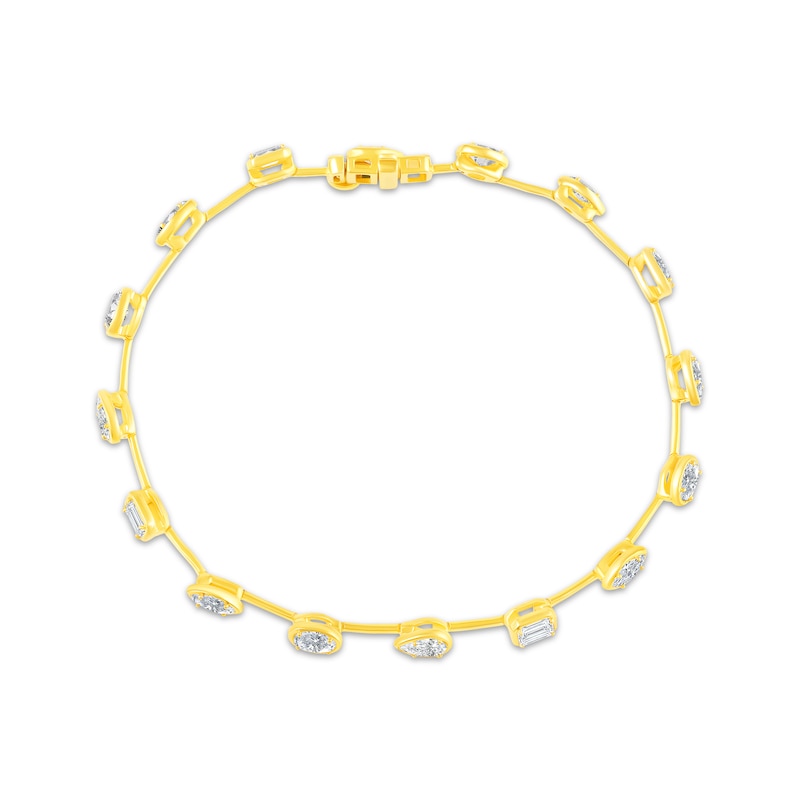 Main Image 2 of KAY Lab-Grown Diamonds Marquise, Oval, Pear & Emerald-Cut Station Bracelet 3 ct tw 10K Yellow Gold 7"