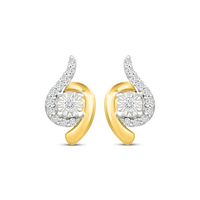 Main Image 2 of KAY Lab-Grown Diamonds Bypass Halo Earrings 1/4 ct tw 10K Yellow Gold