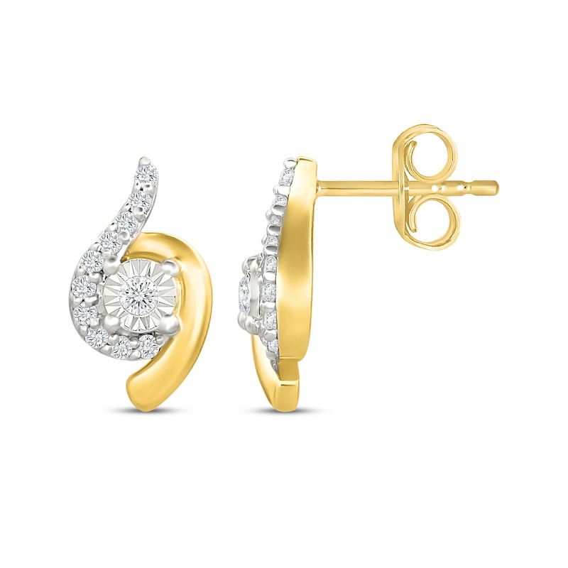 Main Image 3 of KAY Lab-Grown Diamonds Bypass Halo Earrings 1/4 ct tw 10K Yellow Gold
