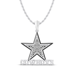 True Fans Dallas Cowboys 1/4 ct tw Diamond Star Logo "COWBOYS" Necklace Sterling Silver