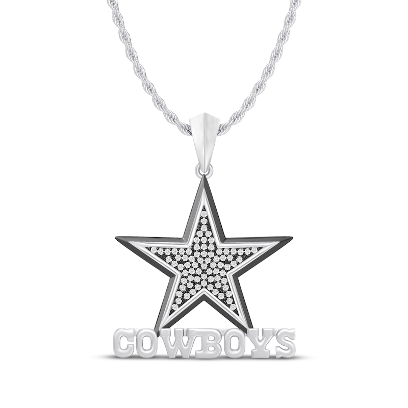 Main Image 1 of True Fans Dallas Cowboys 1/4 ct tw Diamond Star Logo "COWBOYS" Necklace Sterling Silver