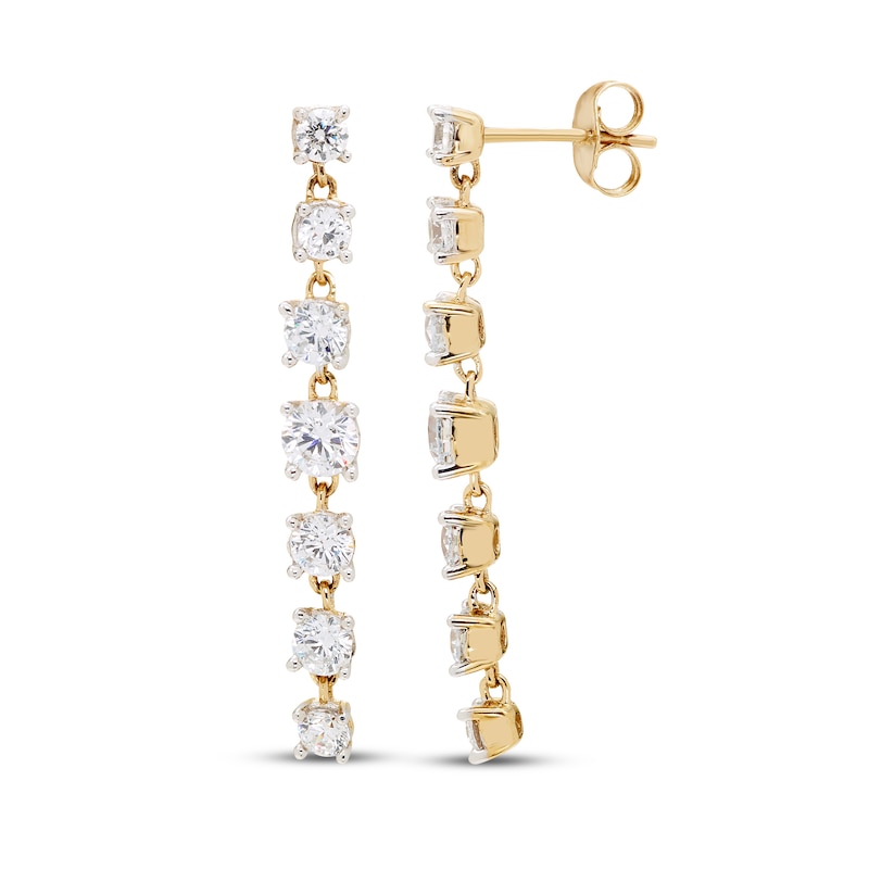 Main Image 3 of KAY Lab-Grown Diamonds Graduated Drop Earrings 2 ct tw 10K Yellow Gold
