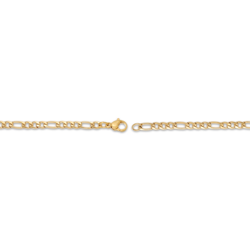 Main Image 3 of 4mm Figaro Chain Necklace Yellow Ion-Plated Stainless Steel 26"