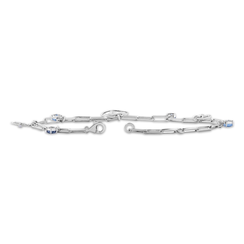 Main Image 2 of Blue Topaz & White Lab-Created Sapphire Sea Life Charm Anklet Sterling Silver 9.5"