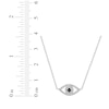 Thumbnail Image 3 of Black Onyx & White Lab-Created Sapphire Evil Eye Necklace Sterling Silver 18"