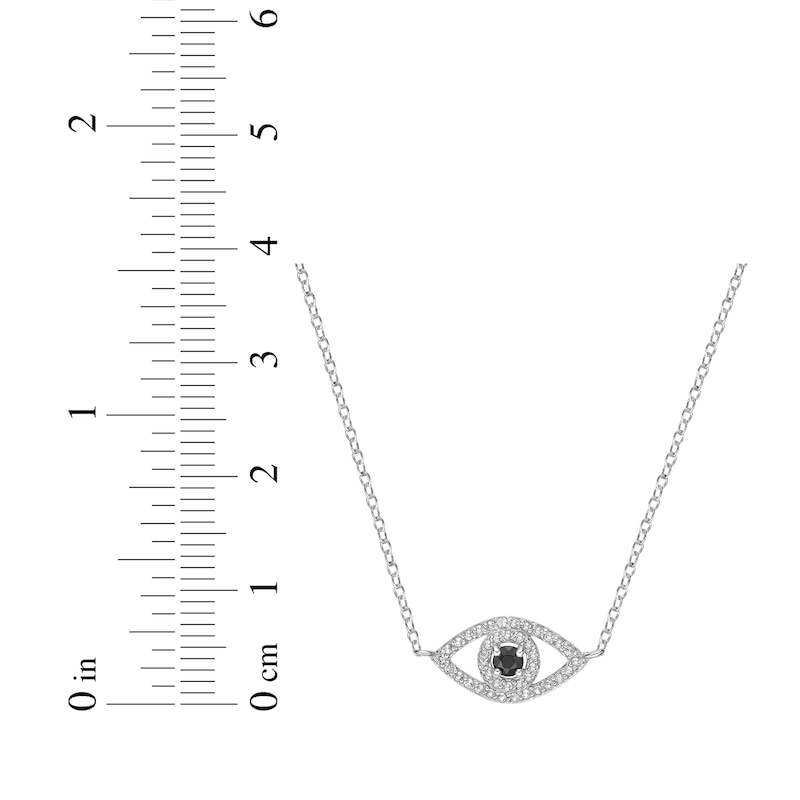 Main Image 3 of Black Onyx & White Lab-Created Sapphire Evil Eye Necklace Sterling Silver 18"