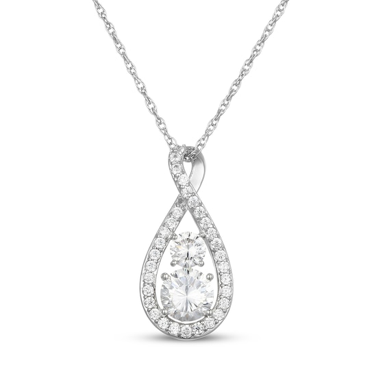White Lab-Created Sapphire Infinity Necklace Sterling Silver 18"
