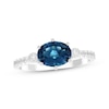 Thumbnail Image 1 of Oval-Cut London Blue Topaz & White Lab-Created Sapphire East-West Ring Sterling Silver