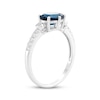Thumbnail Image 2 of Oval-Cut London Blue Topaz & White Lab-Created Sapphire East-West Ring Sterling Silver