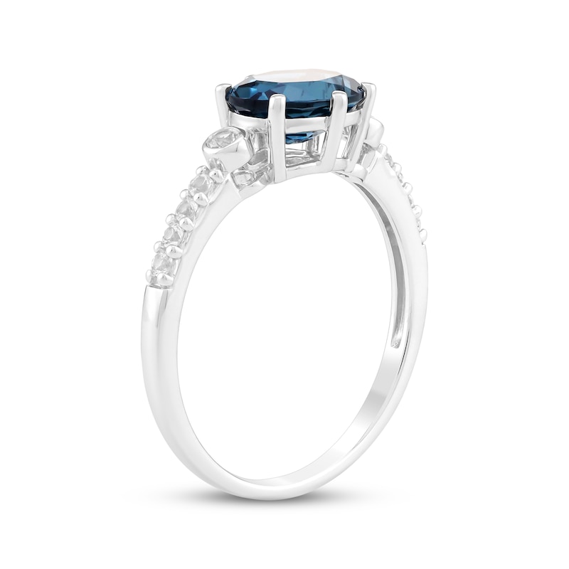 Main Image 2 of Oval-Cut London Blue Topaz & White Lab-Created Sapphire East-West Ring Sterling Silver
