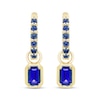 Thumbnail Image 2 of STUDIO BY KAY Emerald & Round-Cut Blue Lab-Created Sapphire Hoop Drop Earrings 24K Yellow Gold Vermeil Sterling Silver