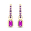 Thumbnail Image 2 of STUDIO BY KAY Emerald & Round-Cut Amethyst Hoop Drop Earrings 24K Yellow Gold Vermeil Sterling Silver