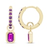 Thumbnail Image 3 of STUDIO BY KAY Emerald & Round-Cut Amethyst Hoop Drop Earrings 24K Yellow Gold Vermeil Sterling Silver