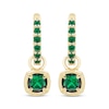 Thumbnail Image 2 of STUDIO BY KAY Cushion & Round-Cut Lab-Created Emerald Hoop Drop Earrings 24K Yellow Gold Vermeil Sterling Silver