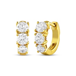 KAY Lab-Grown Diamonds Mini Huggie Hoop Earrings 1-1/2 ct tw 24K Yellow Gold Vermeil Sterling Silver