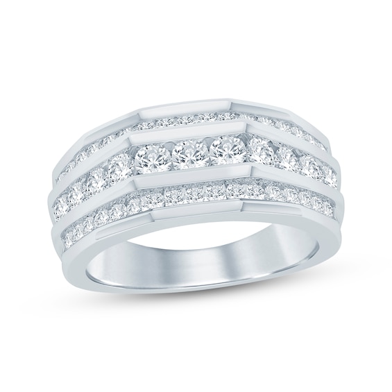 KAY Lab-Grown Diamonds Men's Three-Row Ring 1-1/2 ct tw 10K White Gold