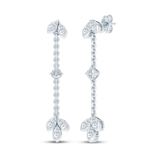 Monique Lhuillier Bliss Certified Lab-Grown Diamond Marquise & Round-Cut Drop Earrings 1 ct tw Platinum-Plated Sterling Silver