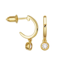 Rocksbox The Grace Lab-Grown Diamond J-Hoop Drop Earrings 1/5 ct tw 24K Yellow Gold Vermeil Sterling Silver