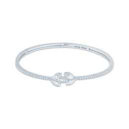 Monique Lhuillier Bliss Certified Lab-Grown Diamond Marquise & Round-Cut Bangle Bracelet 1-1/2 ct tw Platinum-Plated Sterling Silver
