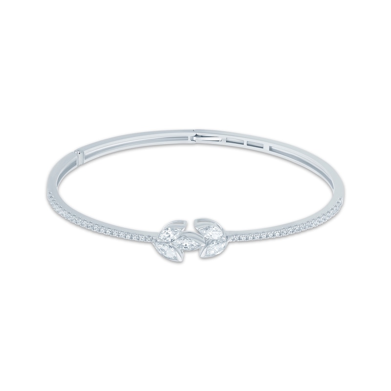 Main Image 1 of Monique Lhuillier Bliss Certified Lab-Grown Diamond Marquise & Round-Cut Bangle Bracelet 1-1/2 ct tw Platinum-Plated Sterling Silver