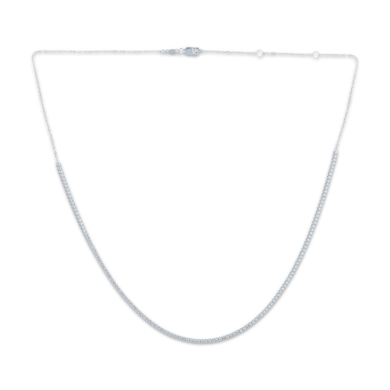 Diamond & Adjustable Chain Tennis Necklace 2 ct tw 10K White Gold 18"