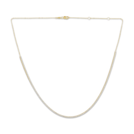 Diamond & Adjustable Chain Tennis Necklace 2 ct tw 10K Yellow Gold 18"
