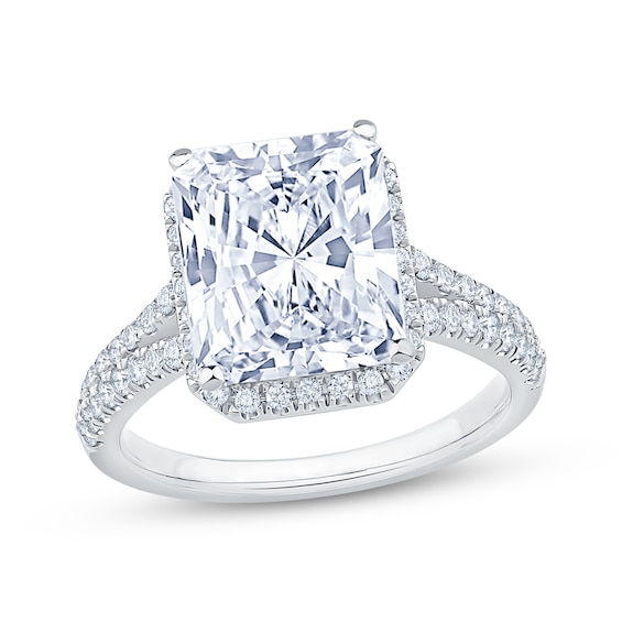 Now + Forever Lab-Grown Diamonds Certified Radiant-Cut Halo Engagement Ring 4-1/2 ct tw 14K White Gold