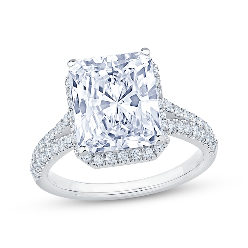 Main Image 1 of Now + Forever Lab-Grown Diamonds Certified Radiant-Cut Halo Engagement Ring 4-1/2 ct tw 14K White Gold