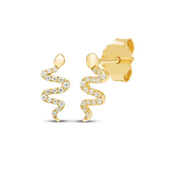 Rocksbox The Snake Charm Lab-Grown Diamond Stud Earrings 1/10 ct tw 24K Yellow Gold Vermeil Sterling Silver