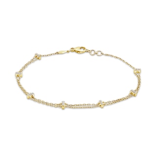 Diamond Link Double-Chain Bracelet 1/5 ct tw 10K Yellow Gold 7.5"