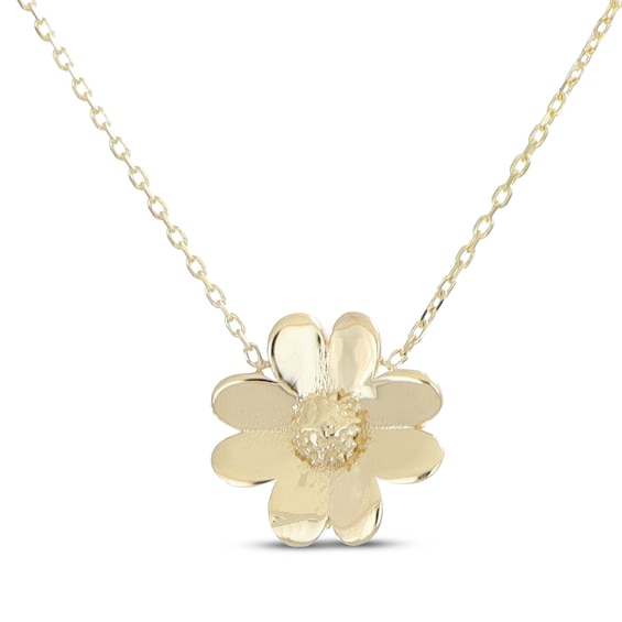 Flower Necklace 10K Yellow Gold 18"