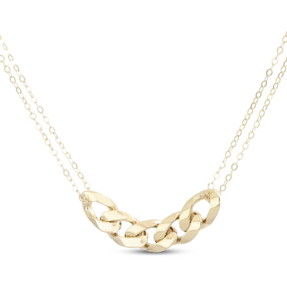 Cable Chain Links Necklace 10K Yellow Gold 18"