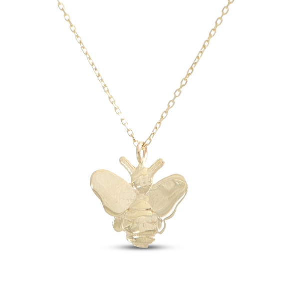 Bee Necklace Hollow 10K Yellow Gold 18"