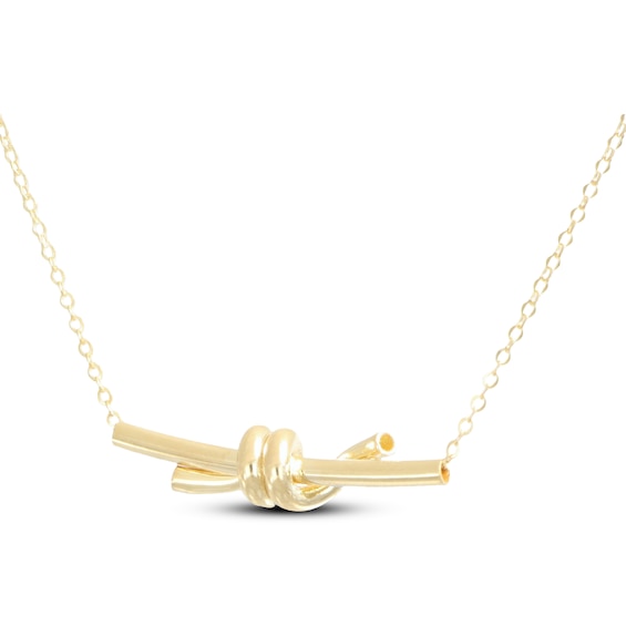 Barbed Wire Sliding Bar Necklace 10K Yellow Gold 18"