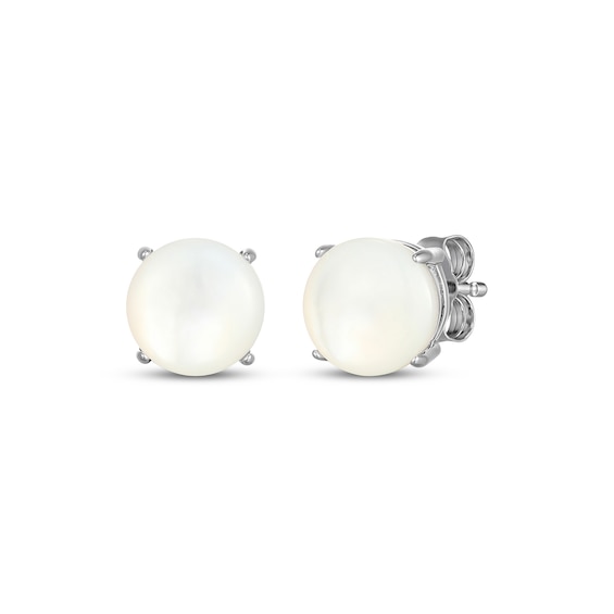 Mother of Pearl Solitaire Stud Earrings Sterling Silver