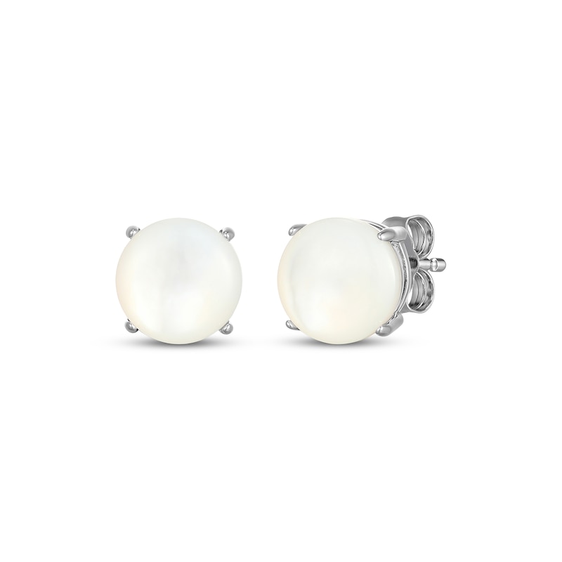 Main Image 1 of Mother of Pearl Solitaire Stud Earrings Sterling Silver