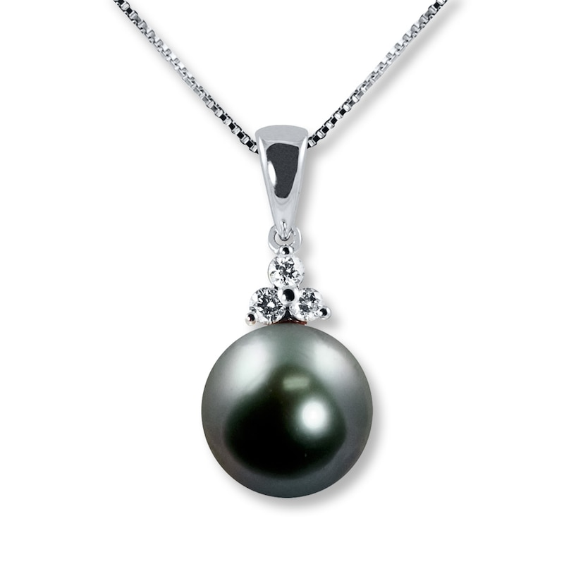 Tahitian Cultured Pearl Necklace White Topaz Sterling Silver with 360