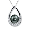 Thumbnail Image 0 of Tahitian Cultured Pearl Necklace White Topaz Sterling Silver