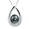 Thumbnail Image 1 of Tahitian Cultured Pearl Necklace White Topaz Sterling Silver
