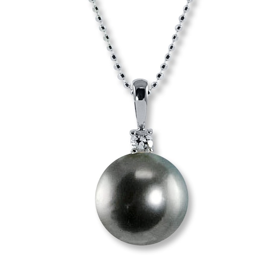 Kay Tahitian Cultured Pearl Necklace White Topaz Sterling Silver