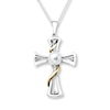Thumbnail Image 1 of Cross Necklace Cultured Pearl Sterling Silver/10K Gold