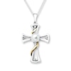 Thumbnail Image 0 of Cross Necklace Cultured Pearl Sterling Silver/10K Gold