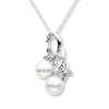 Thumbnail Image 1 of Butterfly Necklace Cultured Pearls/Diamonds Sterling Silver